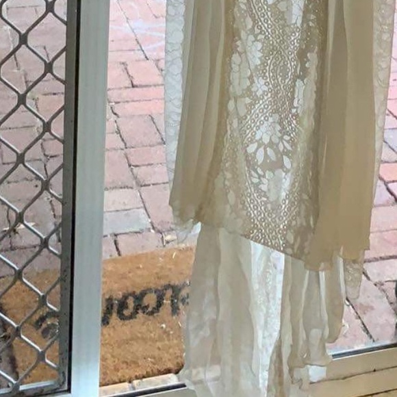 BEACH WEDDING DRESS, Boho Wedding Dress, Elegant White Lace Dress - Picture 12 of 13